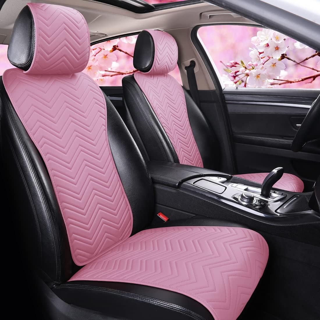 Pink Leather Car Seat Covers 11PCS Q1739