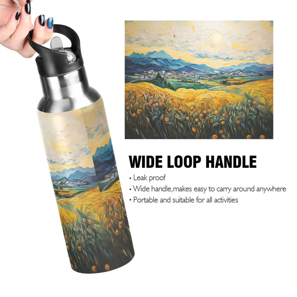 20 oz Insulated Stainless Steel Water Bottle with Straw Lid W821
