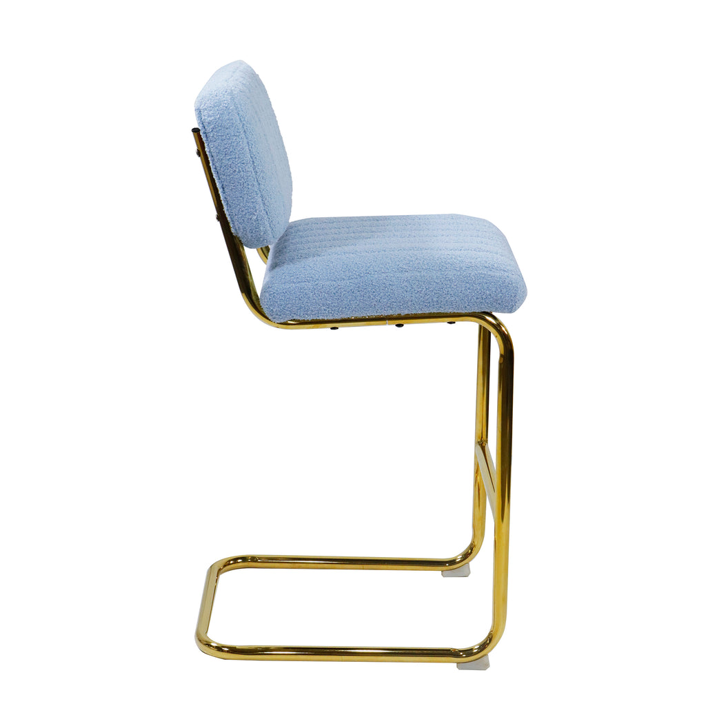 Blue Boucle Upholstered Bar Stools Set of 2 M433