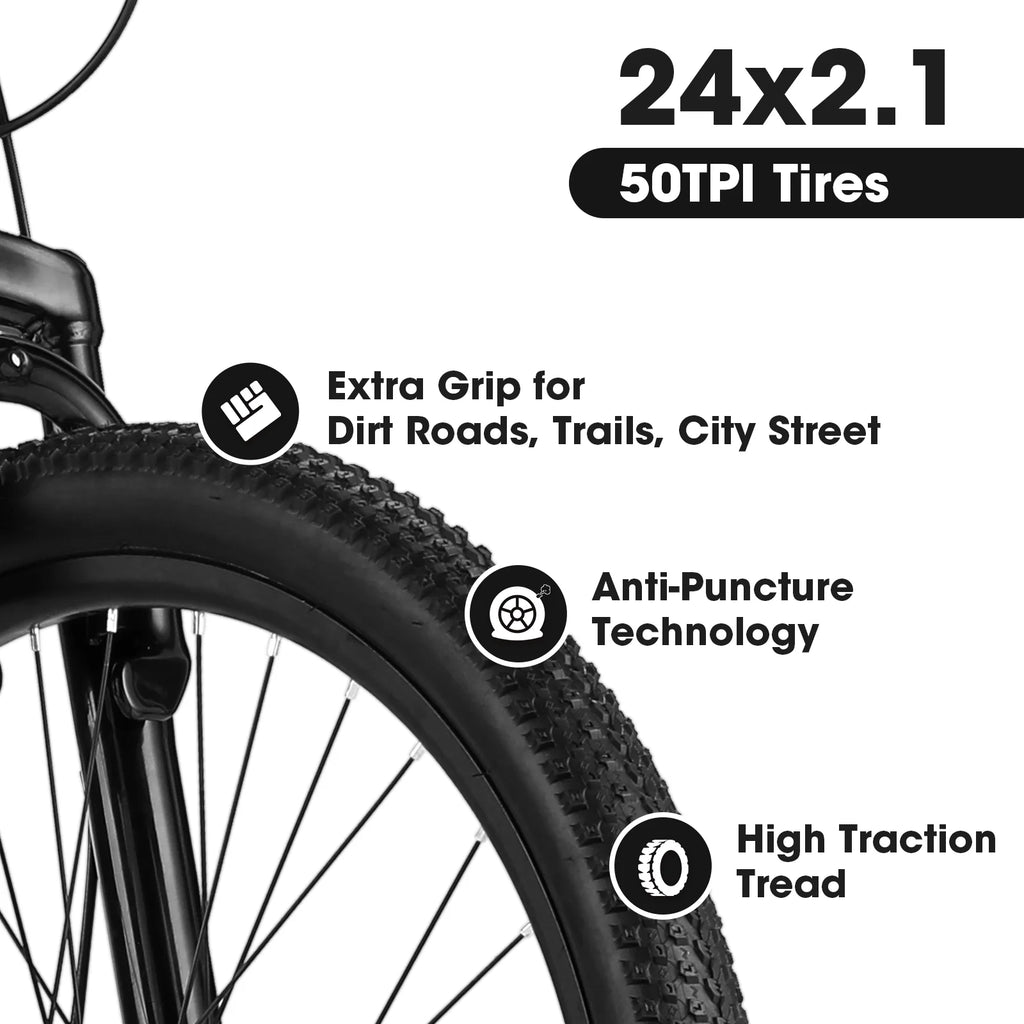 24 Inch Wheels Adult Mountain Bike with Dual Disc Brake Steel Frame A377
