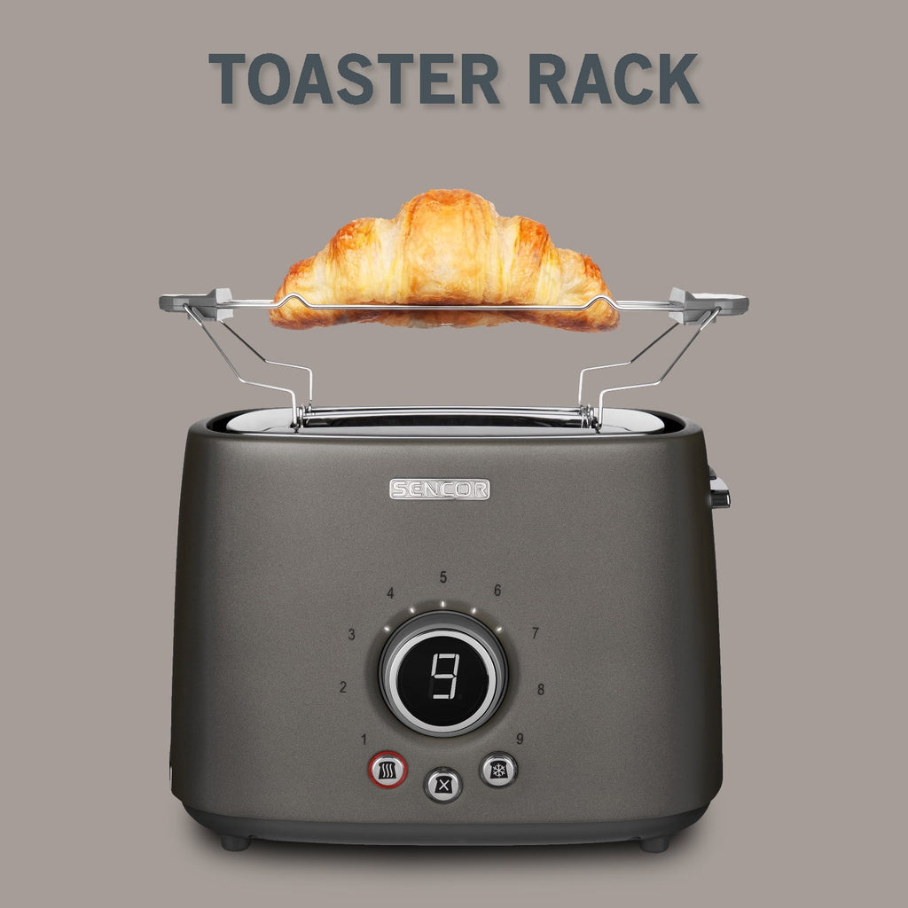 2-slot Toaster with Digital Button and Rack, Black T692274