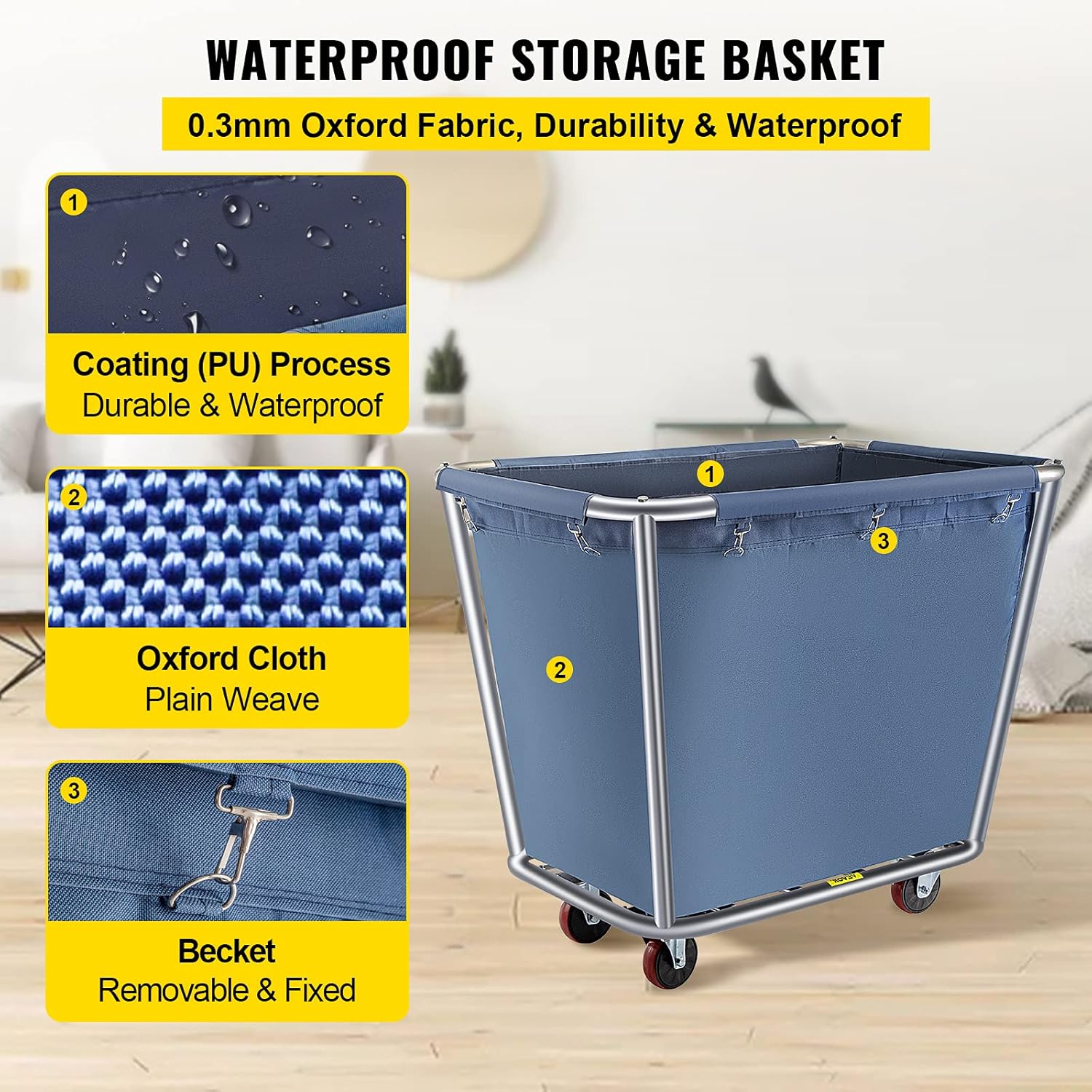 8 Bushel Steel Canvas Laundry Basket Cart G301