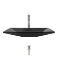 Black Vessel Sink with Faucet and Pop-Up Drain in Chrome D745460