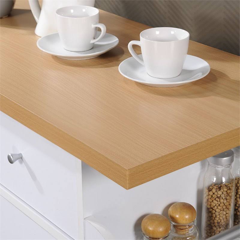White Kitchen Cart with Spice Rack O659