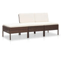 3 Piece Outdoor Sectional Sofa Set with Cushions Poly Rattan Steel Frame O9170