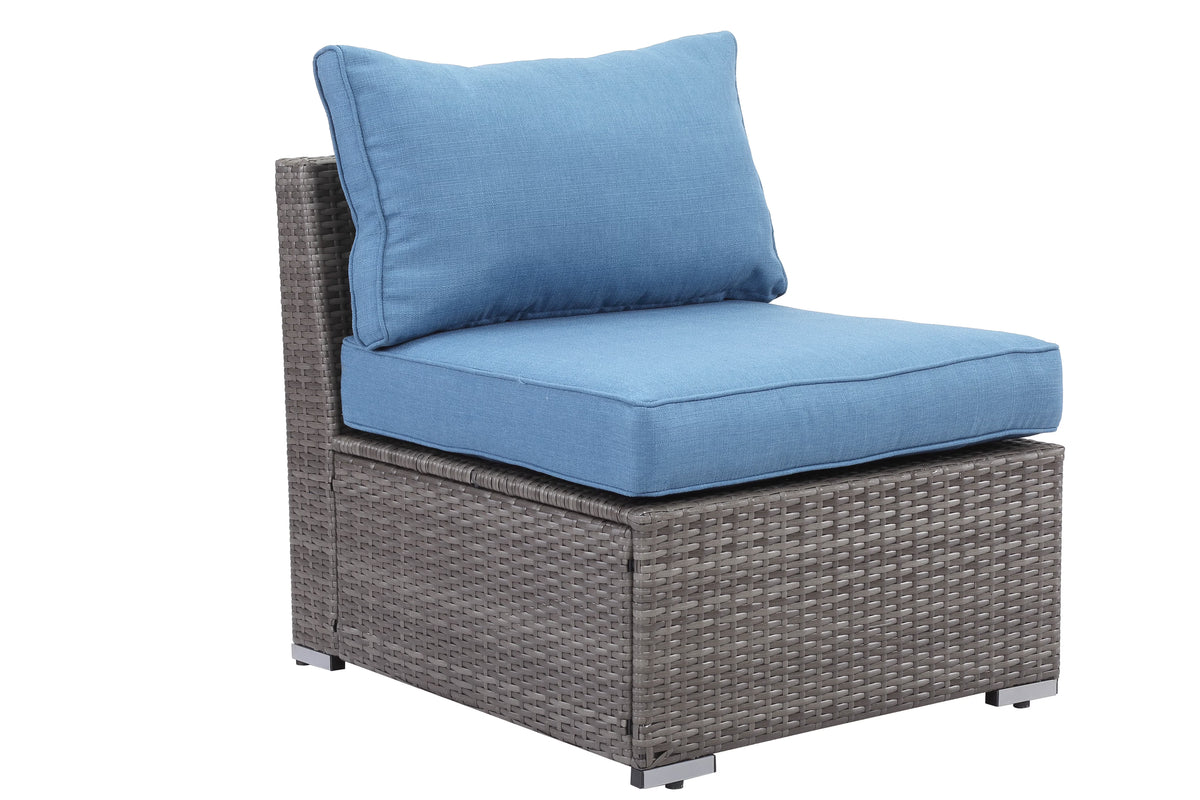 Blue Cushion Patio Armless Sofa A647493