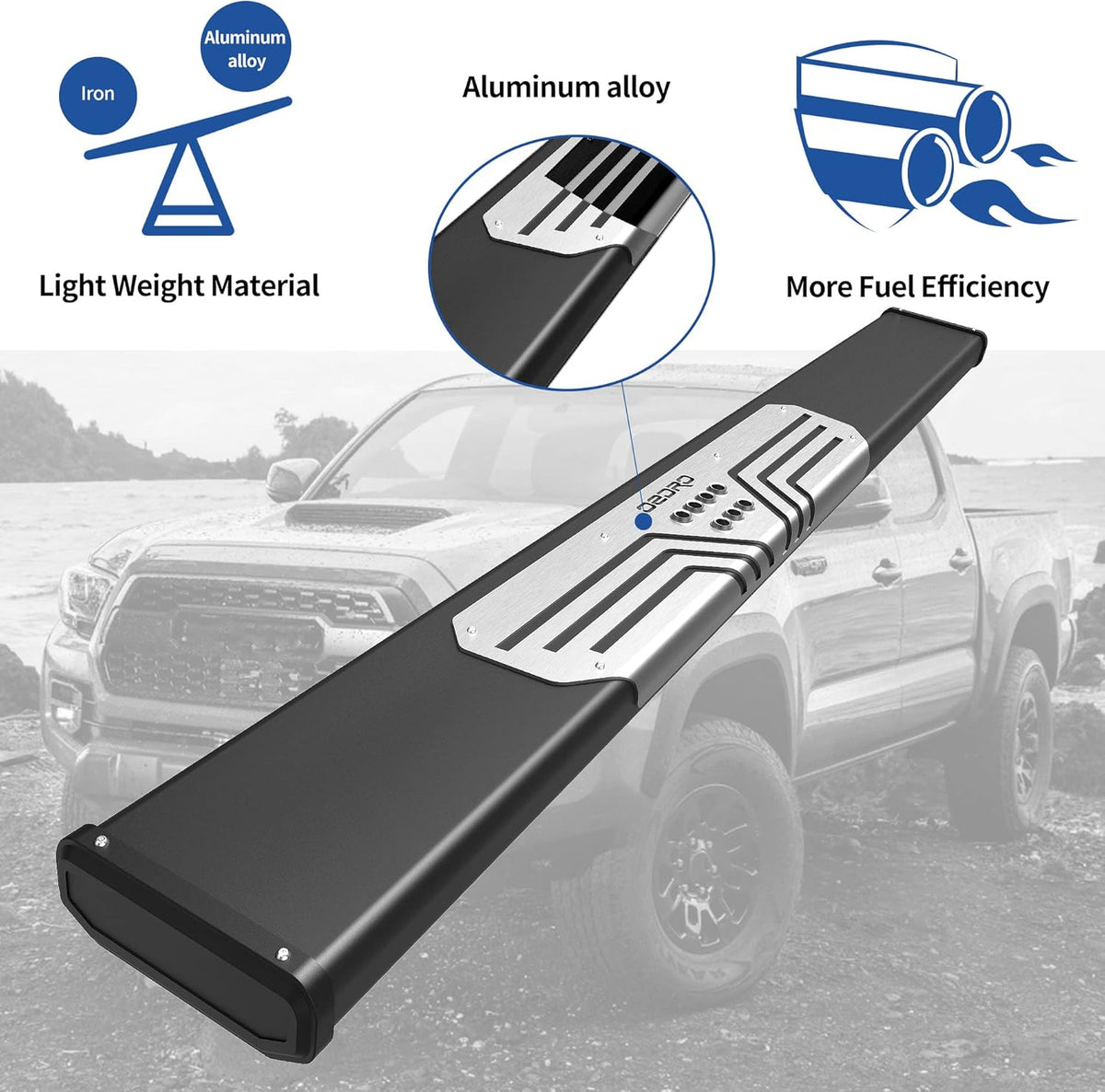 Chrome Textured Aluminum Alloy Side Steps Nerf Bars I314