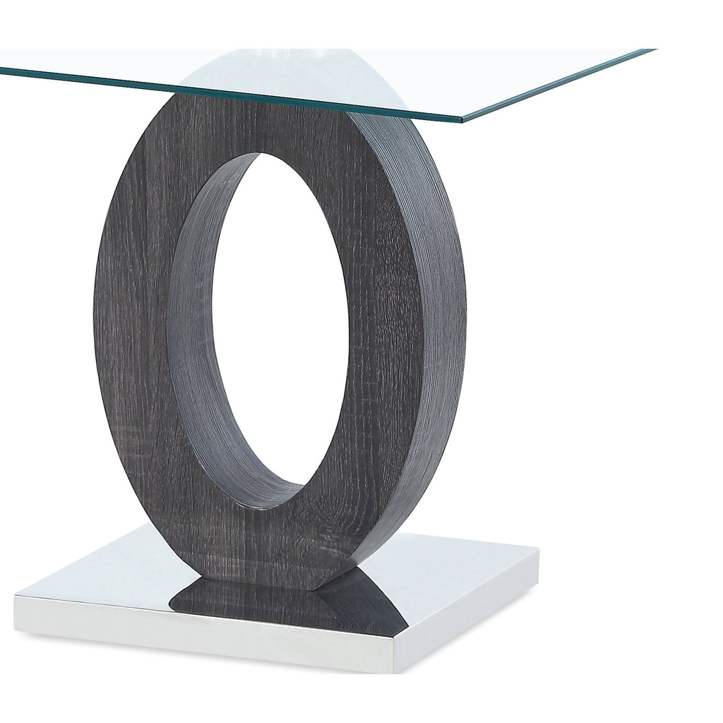 Oval Base End Table Glass White-Grey M712