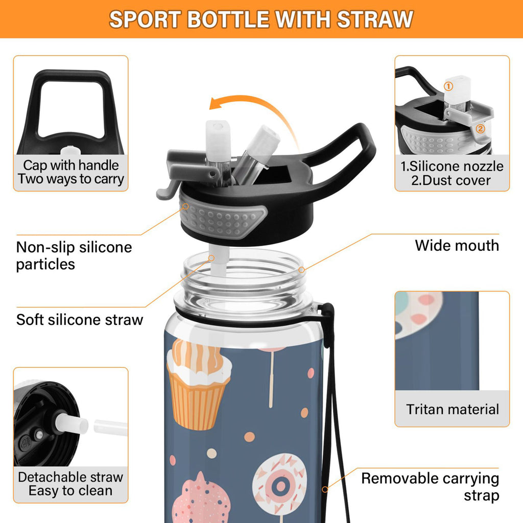 Cream 32oz Tritan Leakproof Sports Bottle with Straw H374