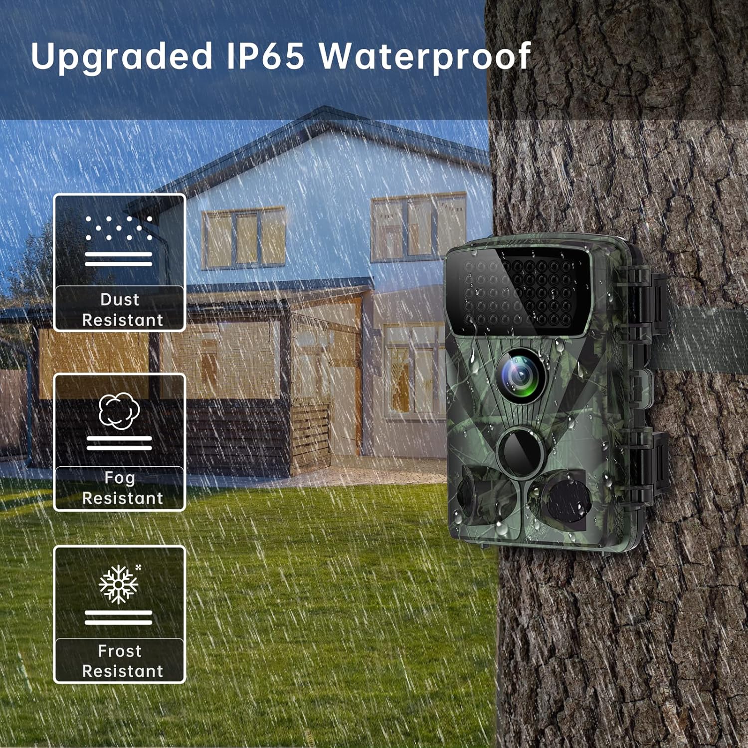4K 30MP Trail Camera with Night Vision, 120° Wide Angle, IP65 Waterproof U4496