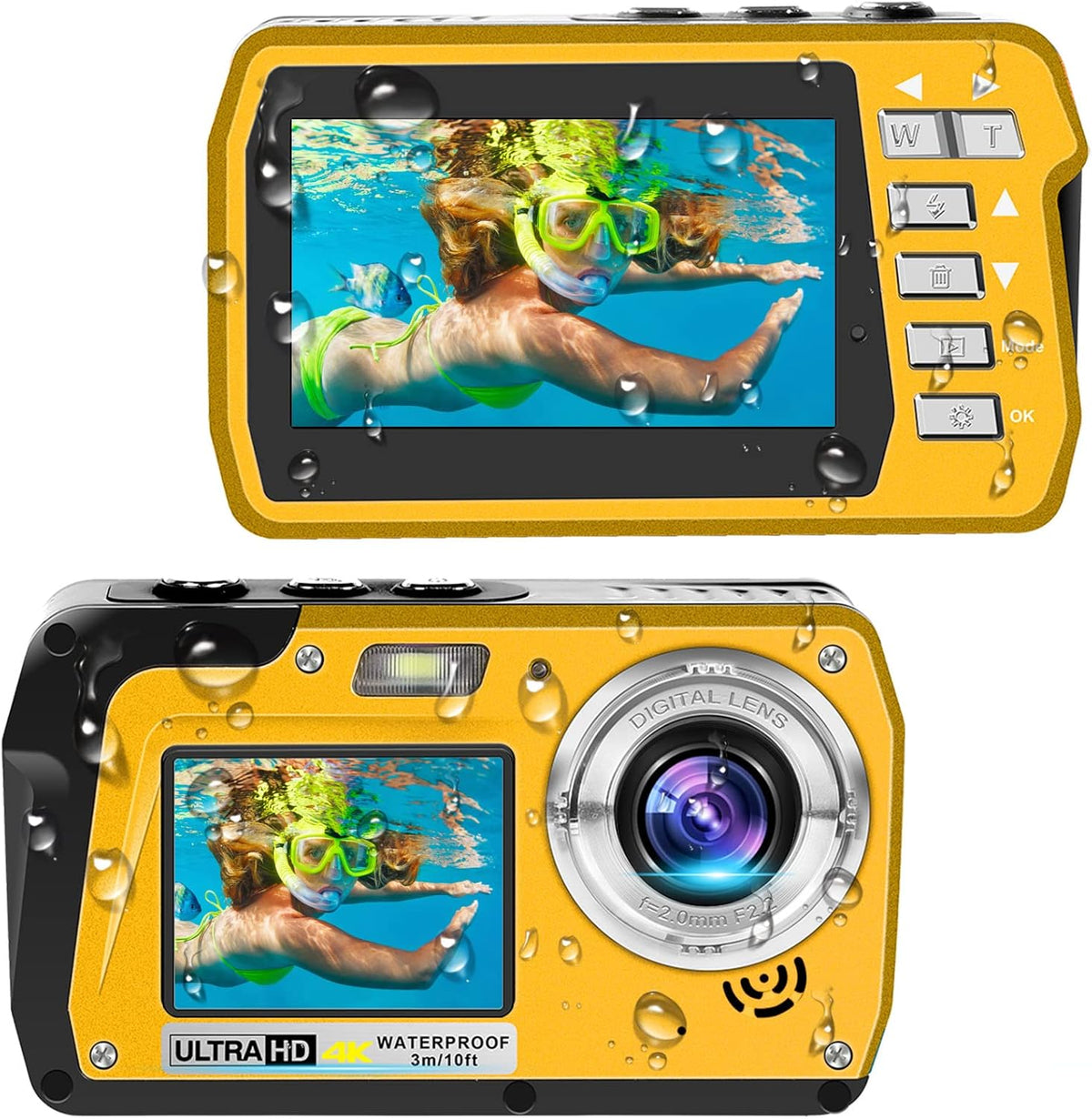4K30FPS 56MP Dual Screens Waterproof Digital Camera, Pack of 2 O492255
