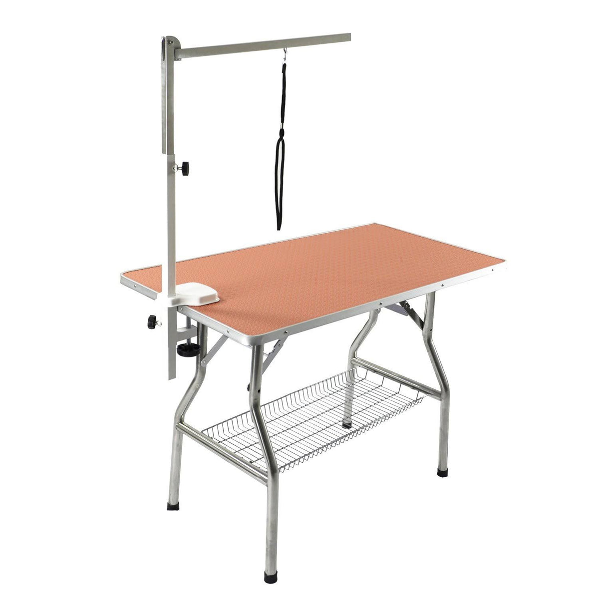 Heavy Duty Dog & Cat Grooming Table with Arm, Small, Orange H4487