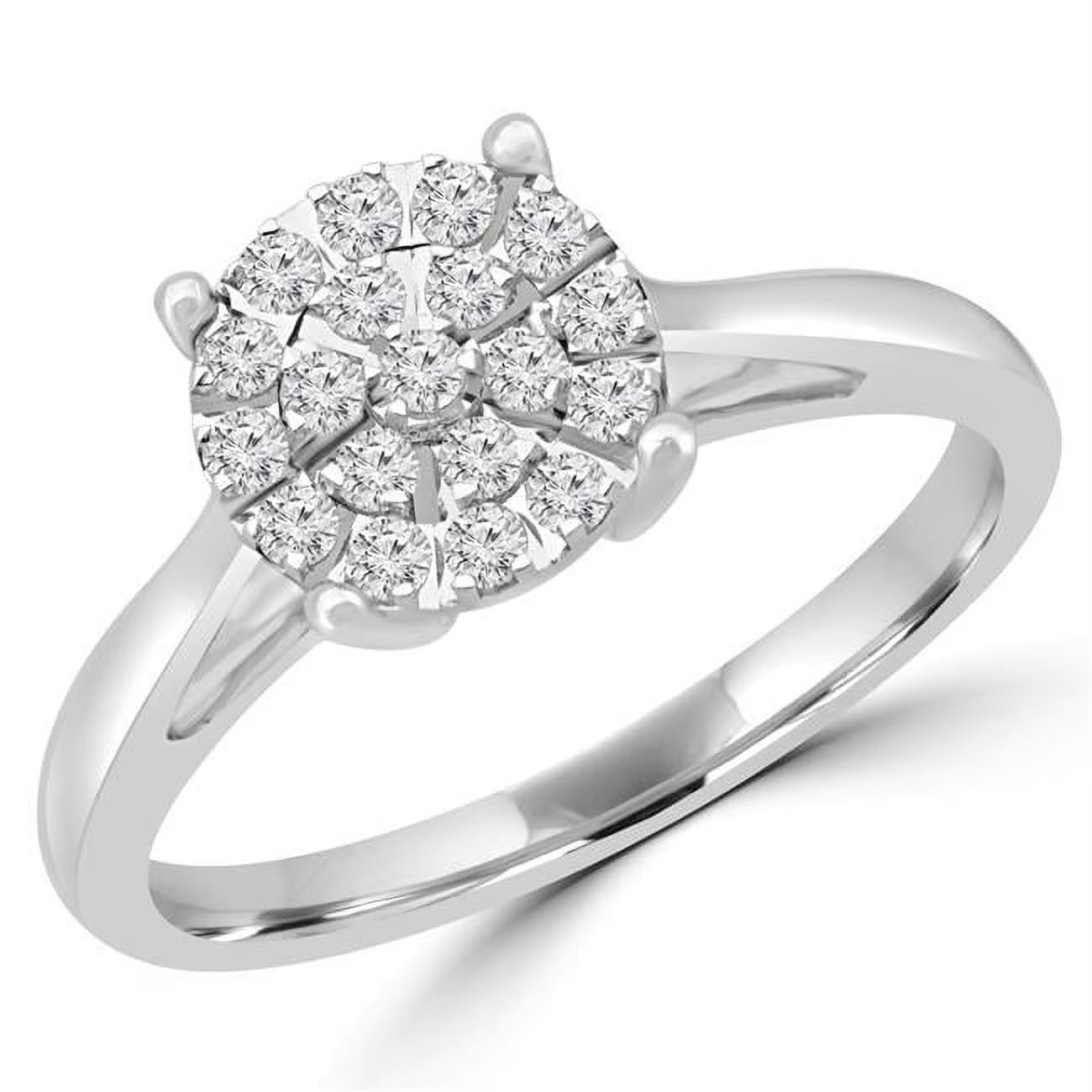 0.25 CTW Round Diamond Cluster Engagement Ring in 10K White Gold K541