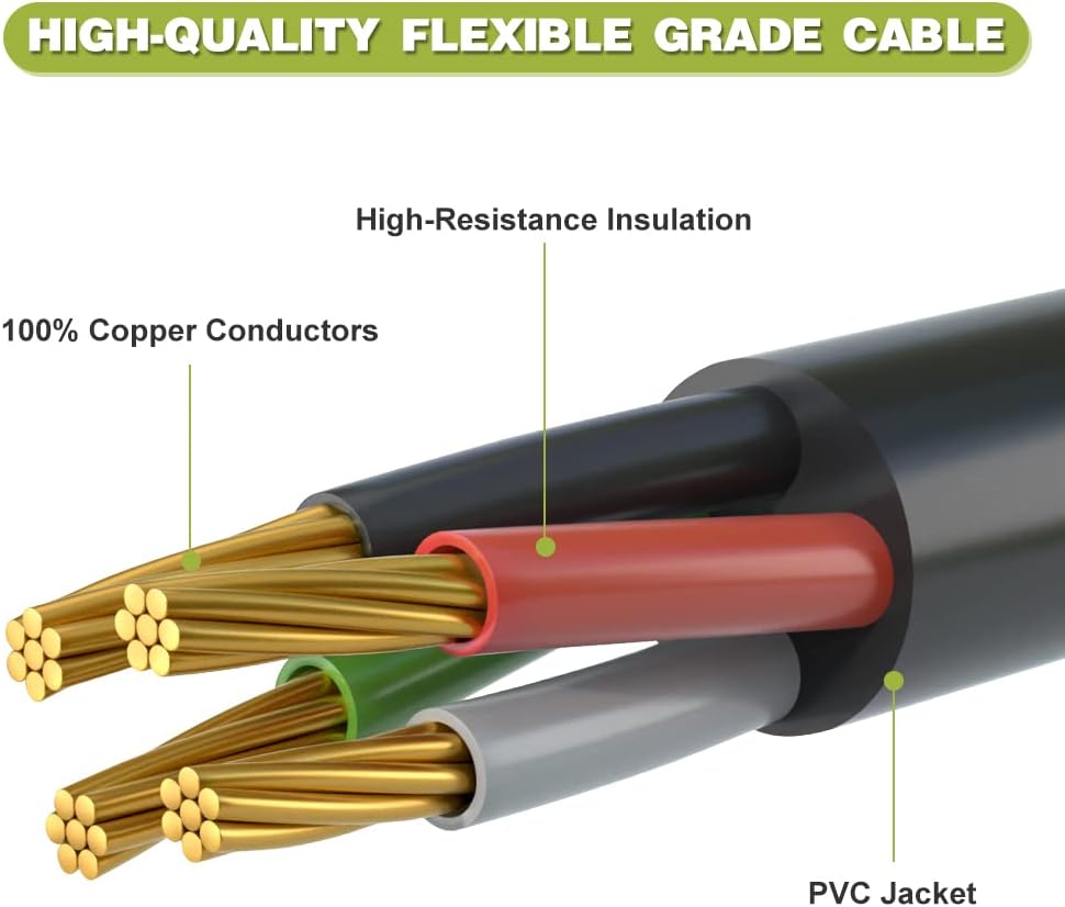 4 Prong 30 Amp Generator Extension Cord, NEMA L14-30P/L14-30R, 10 Gauge SJTW, 50FT E803