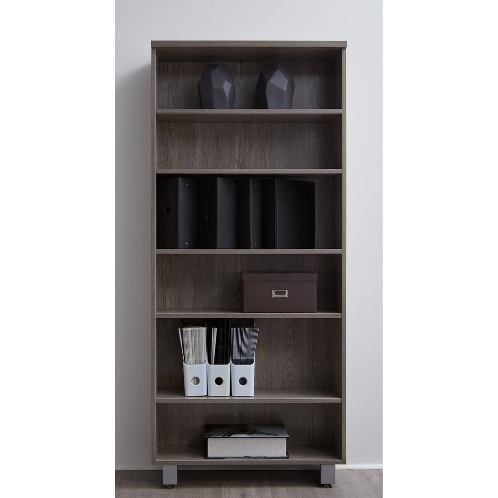 Contemporary Bookcase with 6 Shelves in Gray E7079