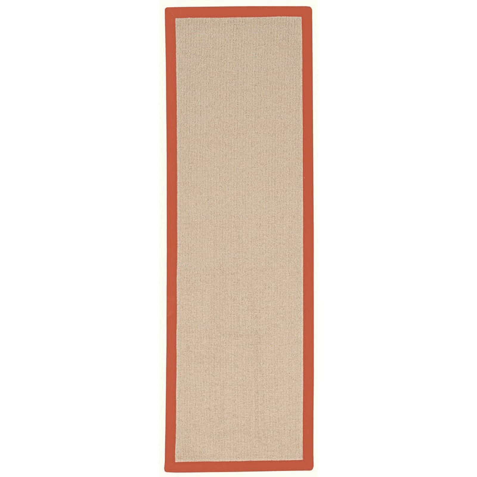 Machine Tufted Wool 2'6"x8' Rug in Natural and Burnt Orange U359560