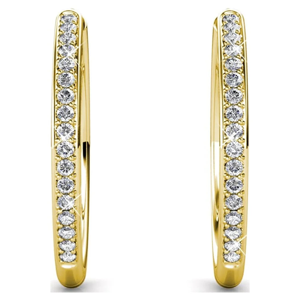 18k Yellow Gold Plated Crystal Hoop Earrings E44874