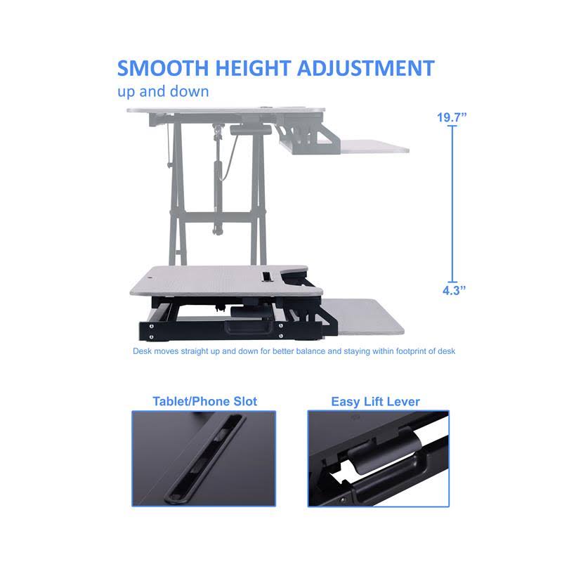 Standing Desk Converter with Floor Mat 31.5 inch Gray S803676