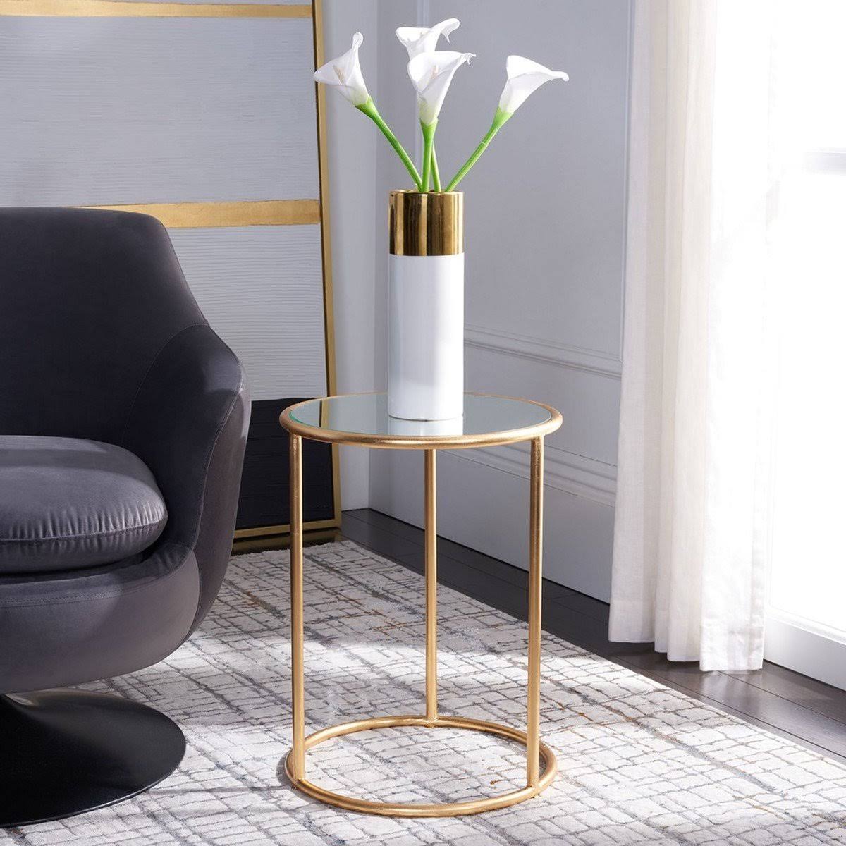 Silver/Grey Glass Top Accent Table R66407
