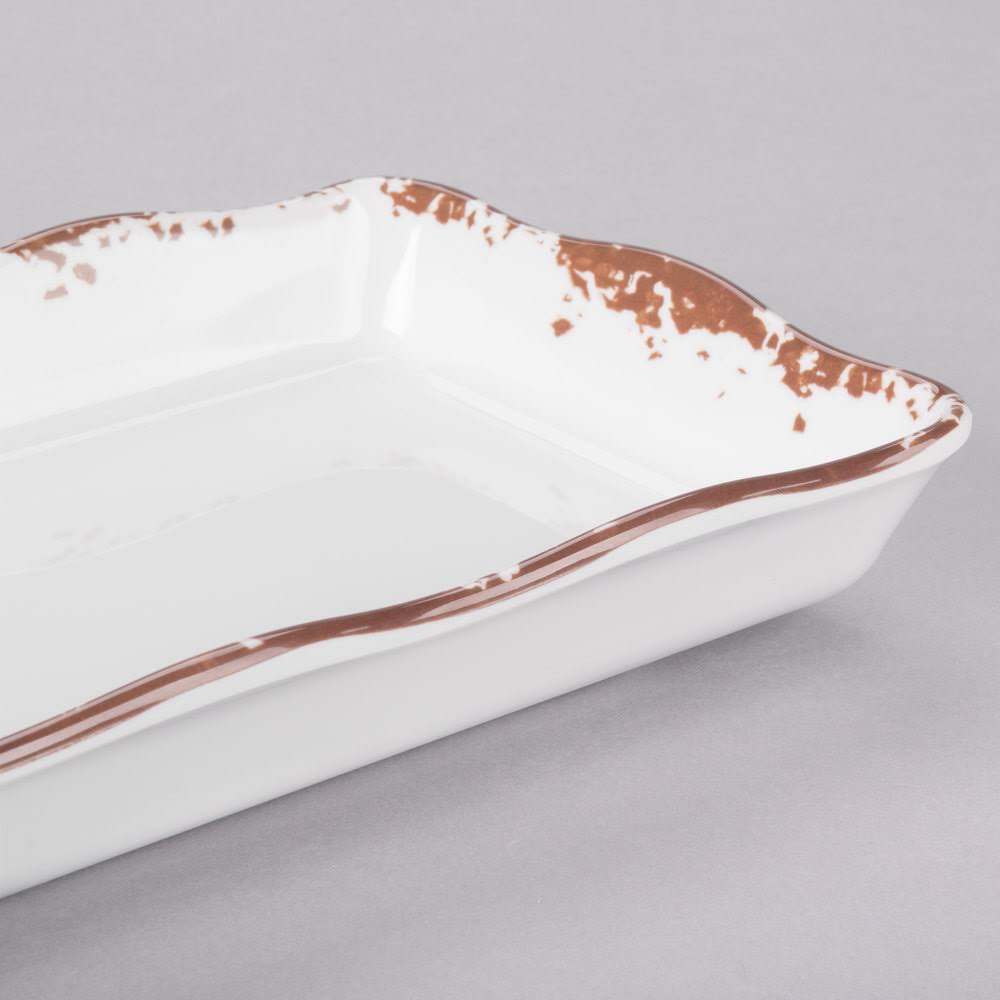 Tuscan Scalloped Melamine Rectangular Display Tray - 6/Pack C79419