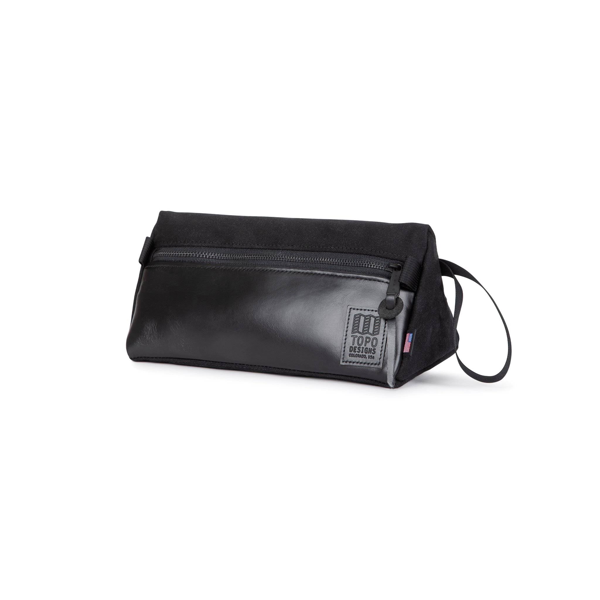 Black Canvas Dopp Kit with Black Leather P2256