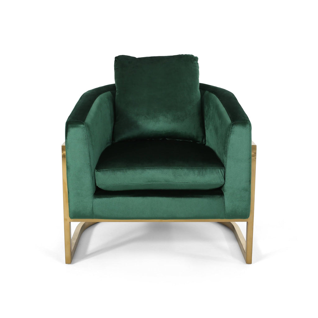 Emerald Velvet Armchair with Stainless Steel Frame T28132