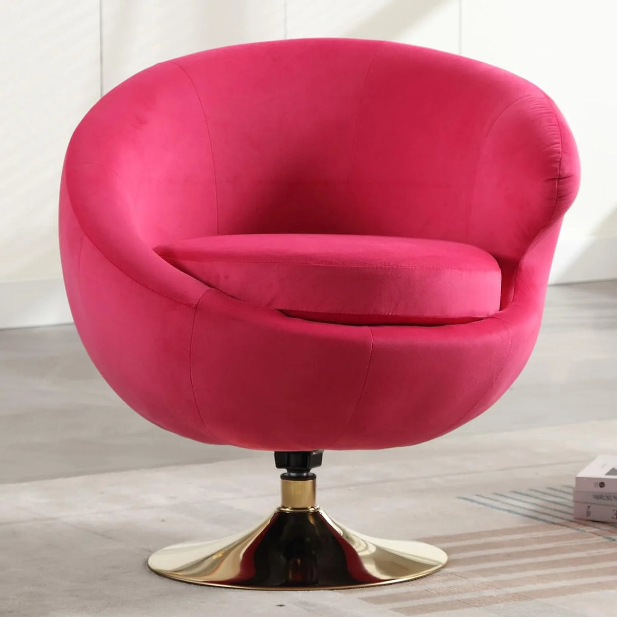 Blue Velvet Swivel Barrel Chair D2941