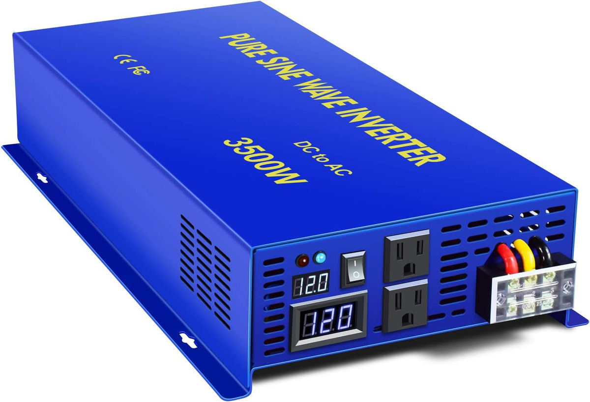 3500W Pure Sine Wave Power Inverter DC 12V to AC 110V with LCD Display T743
