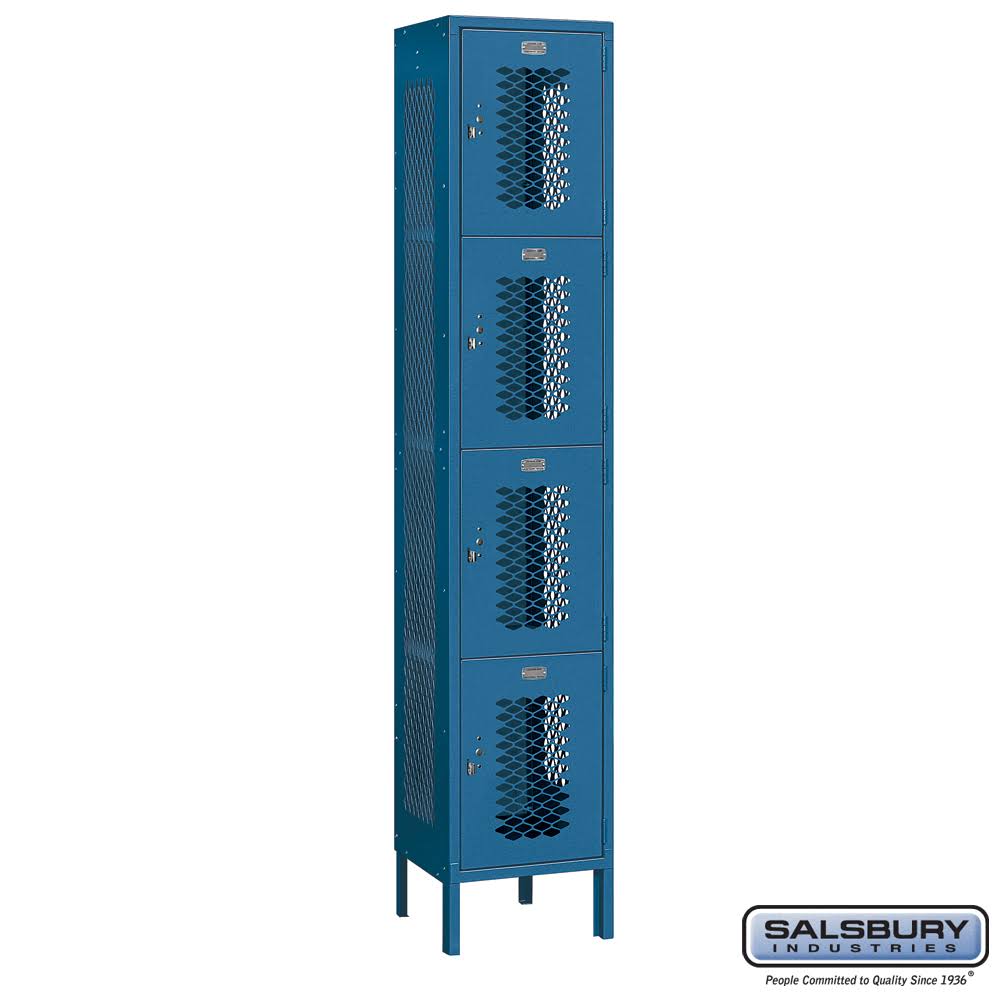 Blue Four Tier Vented Metal Locker W3417