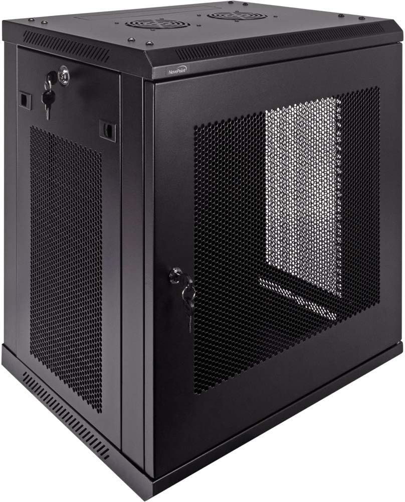 12U Wallmount Cabinet Enclosure 19-Inch Server Network Rack with Locking Perforated Door Black O800806
