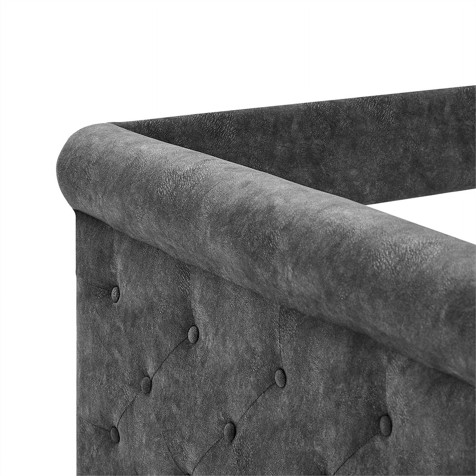 Gray Upholstered Tufted Sofa Bed With Rollers N64947