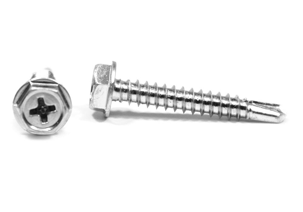 Self Drilling Screw Phillips Hex Washer Head #2 Point Low Carbon Steel Zinc Plated Pk 7000 A135215