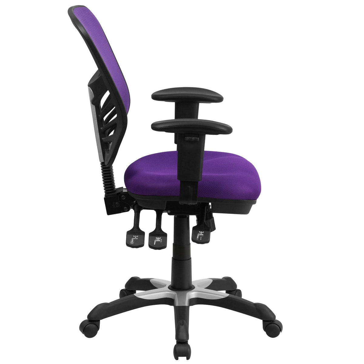 Purple and Black Swivel Ergonomic Office Chair with Adjustable Arms S923