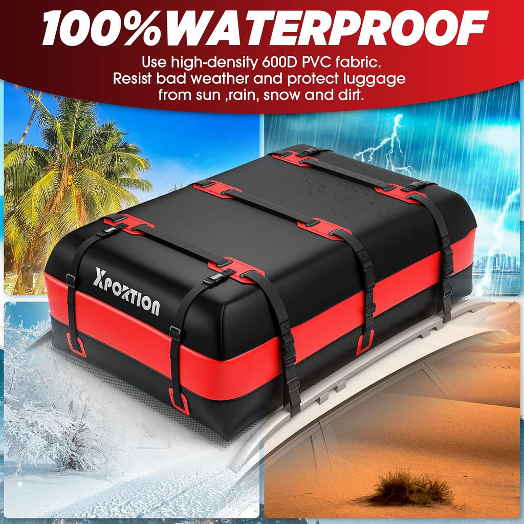 Waterproof Rooftop Cargo Carrier Bag, 15 Cubic Feet, with Non-Slip Mats and Straps H9274