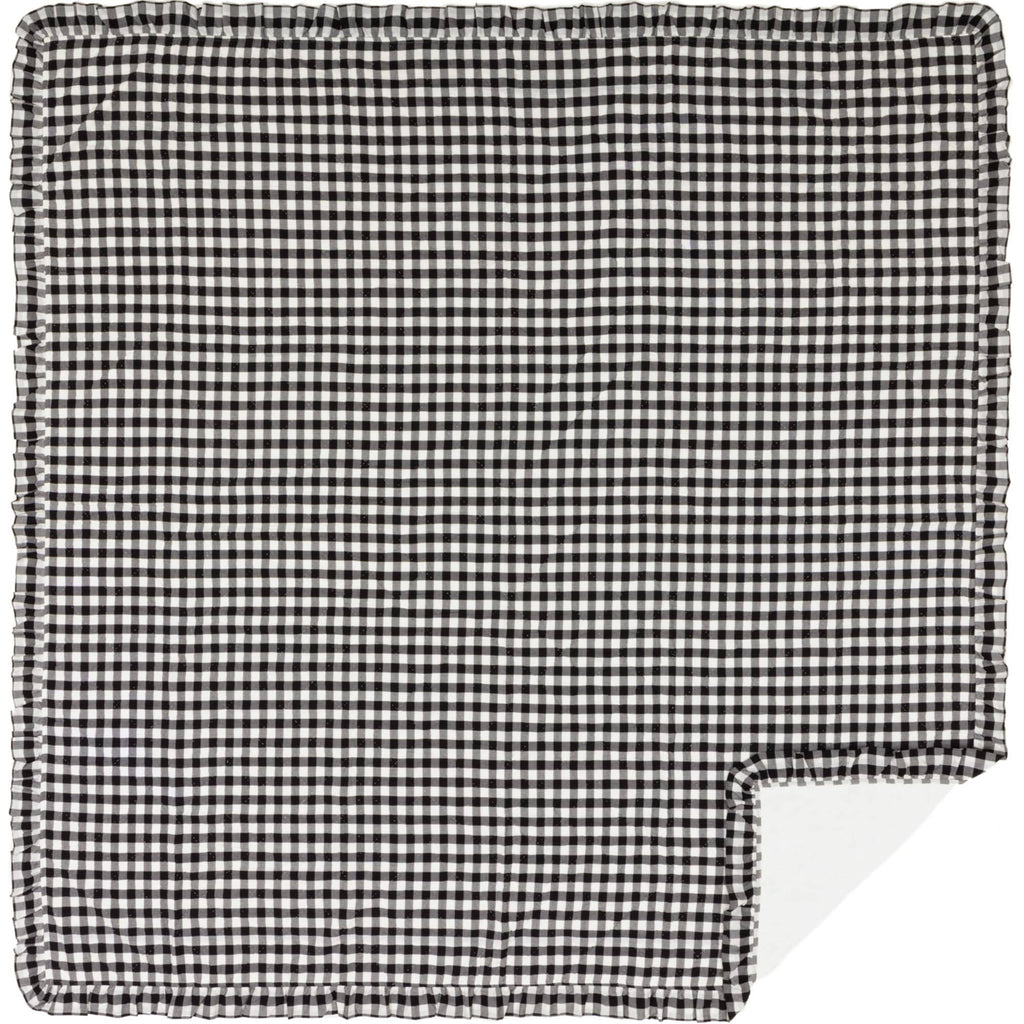 Black Check Ruffled Farmhouse Quilt Coverlet King P345