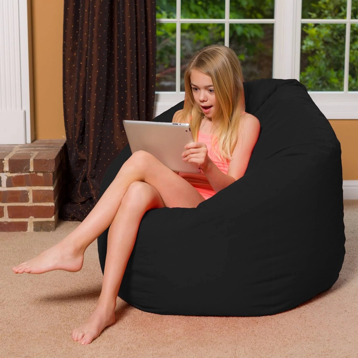 48 inch Extra Large Canvas Bean Bag Chair with Machine Washable Cover U63293