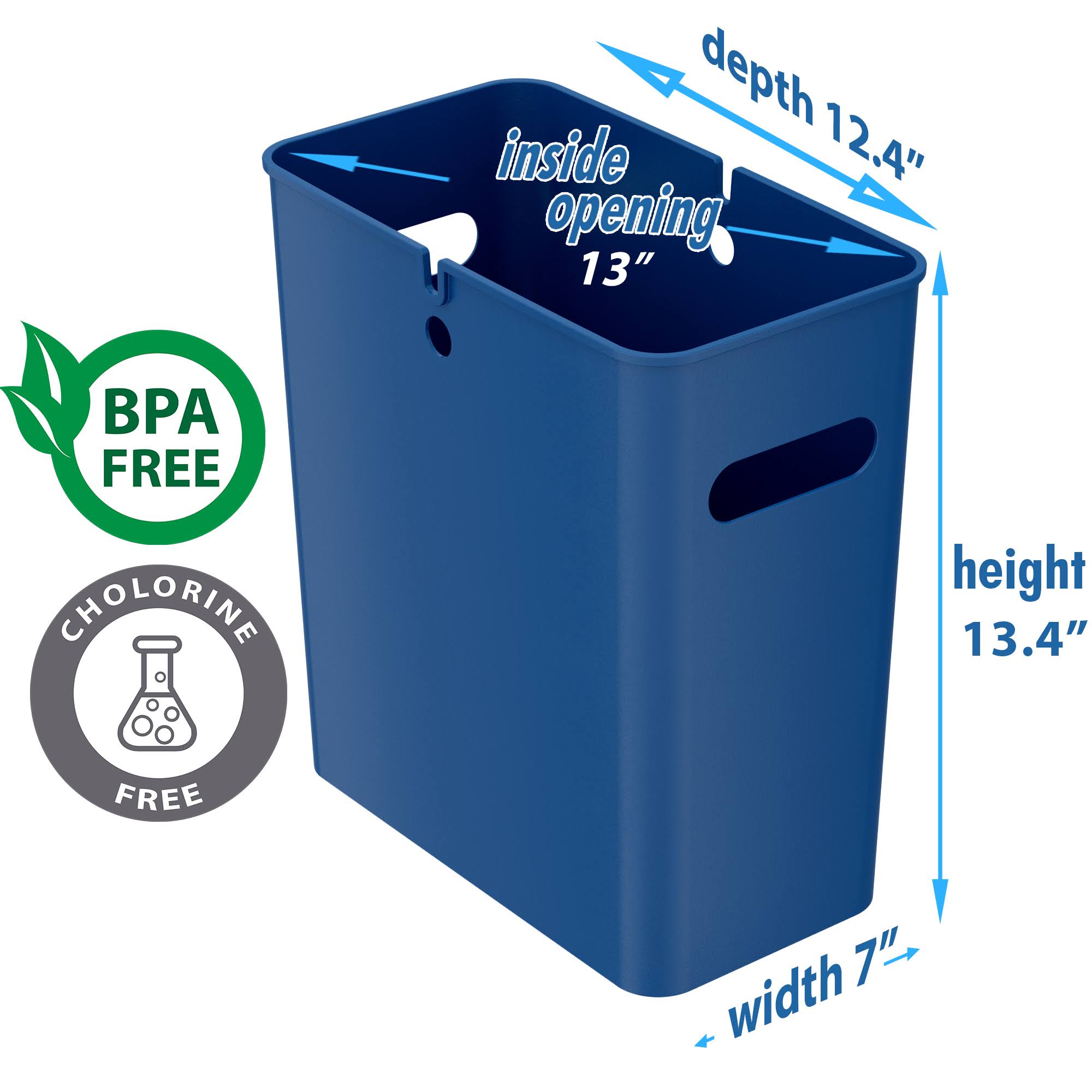 4.2 gal Polypropylene Trash Can with Handles, Pack of 6 L789779