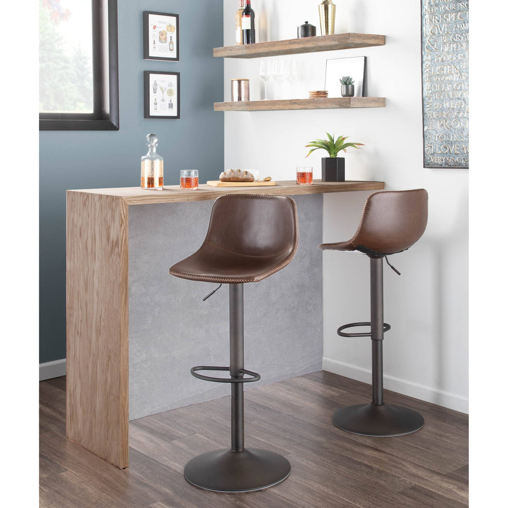 Set of 2 Brown Faux Leather Bar Stool O77553