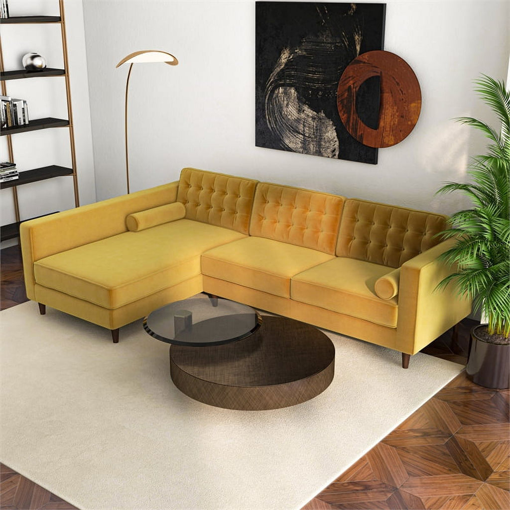 Gold Velvet Left-Facing Sectional R94567