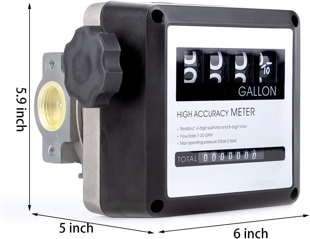 Aluminum Mechanical Fuel Flow Meter 7-20 GPM Q6797