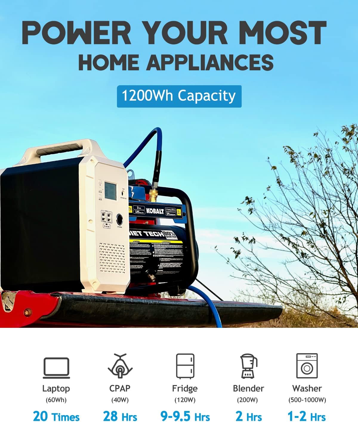 1200Wh 1000W Portable Power Station Lithium Battery R14316