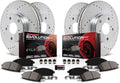 Front and Rear Carbon Fiber Brake Pads with Drilled & Slotted Brake Rotors Kit O61298