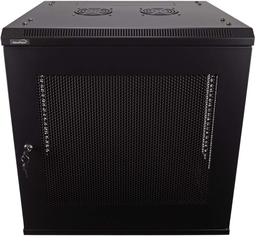 12U Wallmount Cabinet Enclosure 19-Inch Server Network Rack with Locking Perforated Door Black O800806
