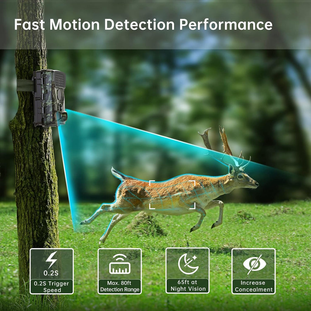 4K 30MP Trail Camera with Night Vision, 120° Wide Angle, IP65 Waterproof U4496
