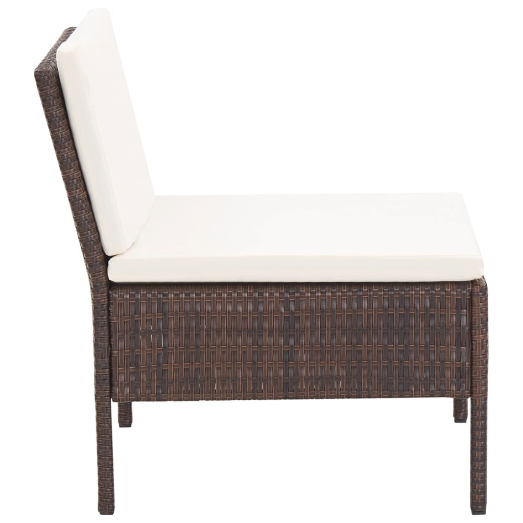 3 Piece Outdoor Sectional Sofa Set with Cushions Poly Rattan Steel Frame O9170