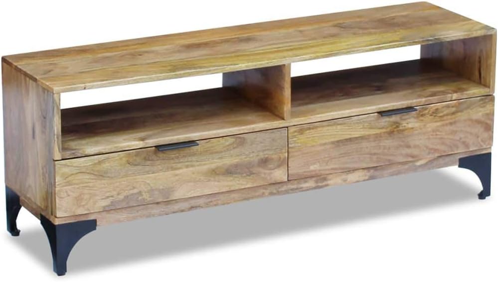 Solid Reclaimed Wood TV Cabinet with 2 Drawers O942