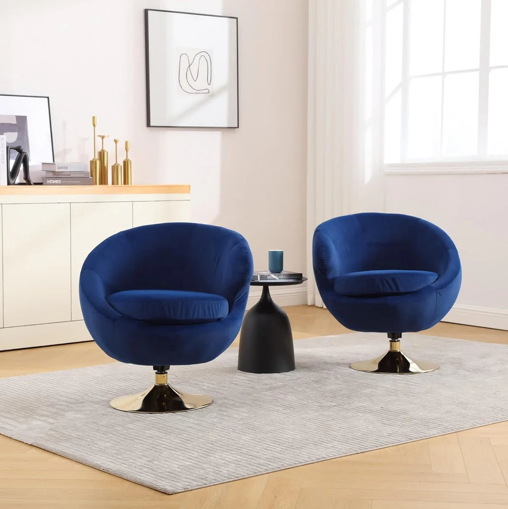 Blue Velvet Swivel Barrel Chair D2941