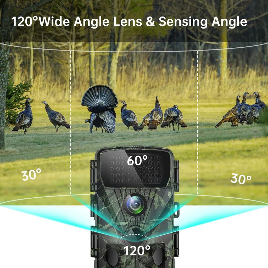 4K 30MP Trail Camera with Night Vision, 120° Wide Angle, IP65 Waterproof U4496