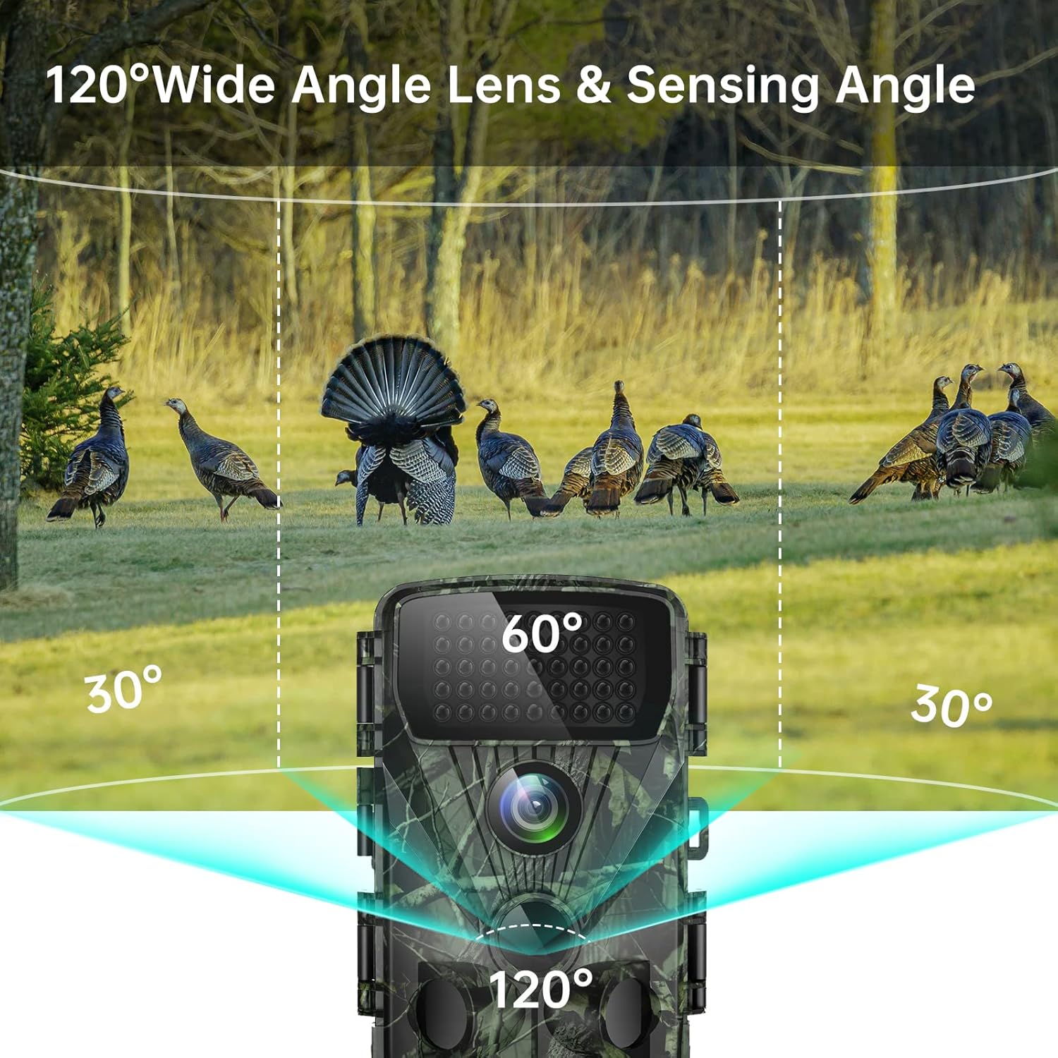 4K 30MP Trail Camera with Night Vision, 120° Wide Angle, IP65 Waterproof U4496