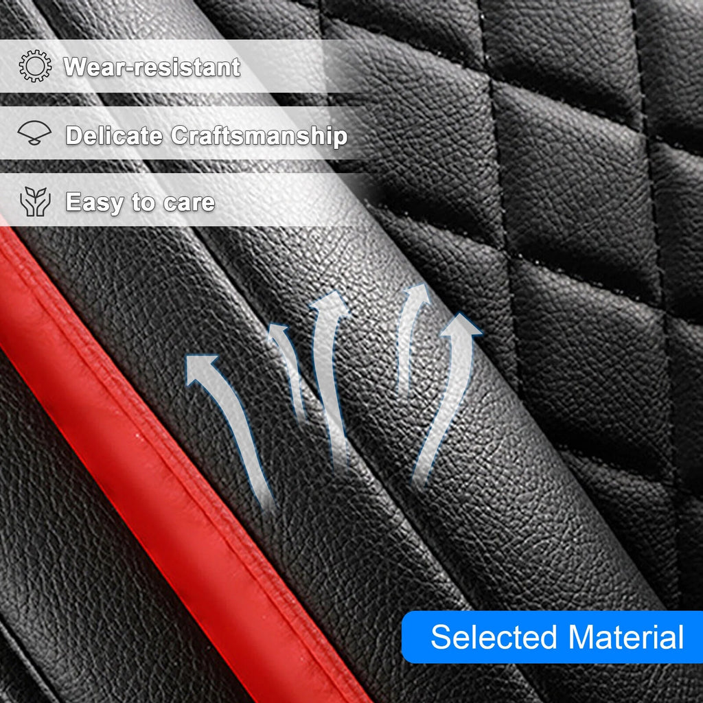 5 Seats PU Leather Car Seat Covers with 4 Pillows Black+Red G128